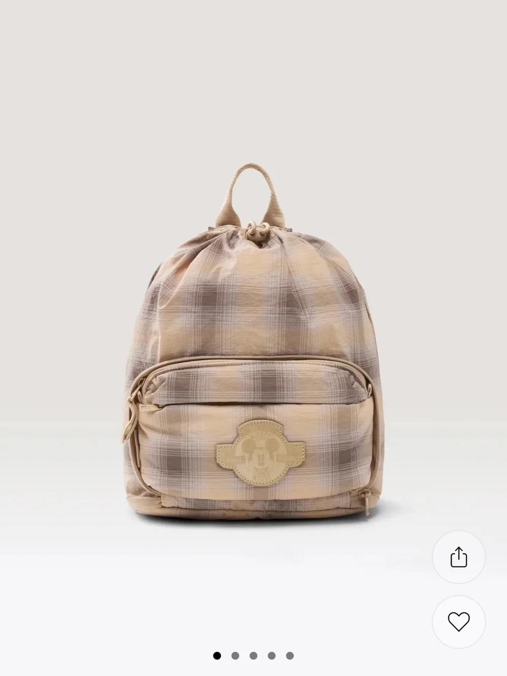 BEIS Beige Plaid Travel Cosmetic Pouch with Logo Patch